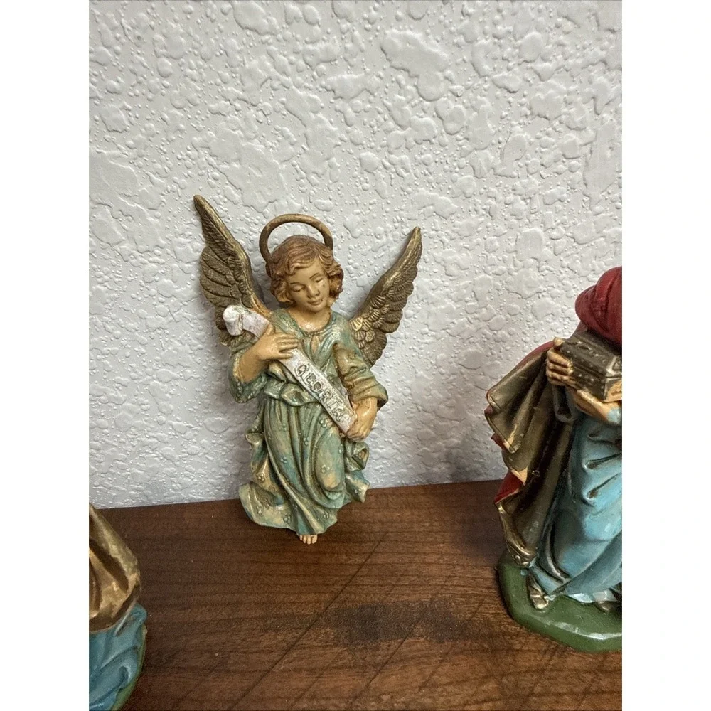Made in Italy Nativity Set Holy Family Joseph Mary Baby Jesus 5 Pc Christmas
